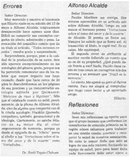 Alfonso Alcalde  [artículo] Hilario.