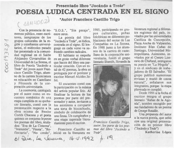 Poesía lúdica centrada en el signo  [artículo] Katherine López.