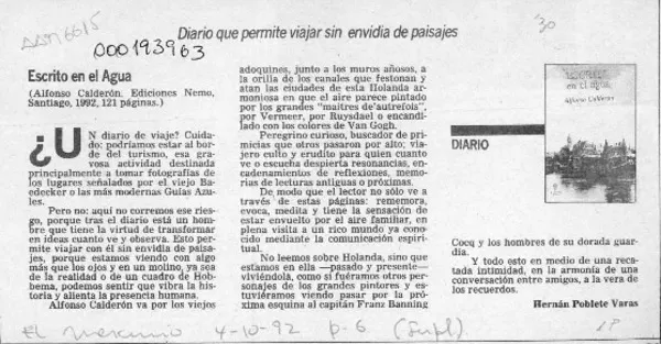 Escrito en el agua  [artículo] Hernán Poblete Varas.