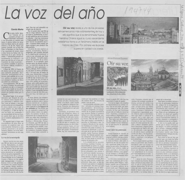La voz del año  [artículo] Camilo Marks.