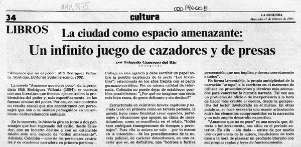 Un infinito juego de cazadores y de presas  [artículo] Eduardo Guerrero del Río.