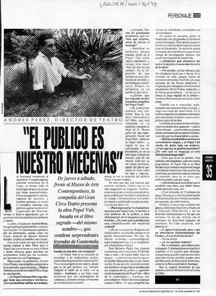 "El público es nuestro mecenas"  [artículo] S. P.