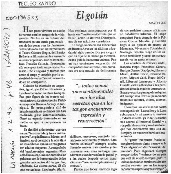 El gotán  [artículo] Martín Ruiz.