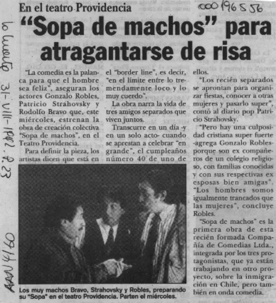 "Sopa de machos" para atragantarse de risa.  [artículo]