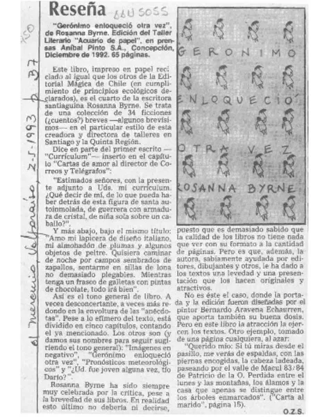 Reseña  [artículo] O. Z. S.