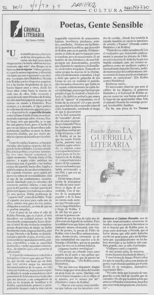 Poetas, gente sensible  [artículo] Carlos Iturra.