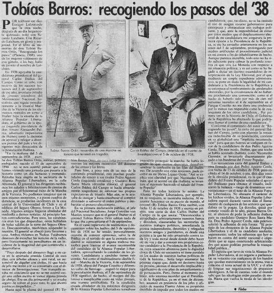 Tobías Barros, recogiendo los pasos del '38  [artículo] Filebo.