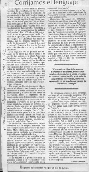 Corrijamos el lenguaje  [artículo] Adolfo Simpson Trostel.