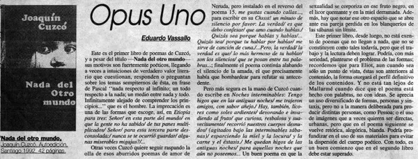 Opus uno  [artículo] Eduardo Vassallo.