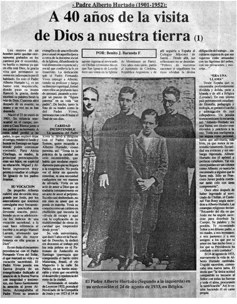 A 40 años de la visita de Dios a nuestra tierra  [artículo] Benito J. Baranda Ferrán.