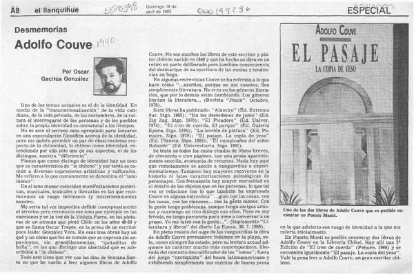 Adolfo Couve  [artículo] Oscar Gacitúa González.