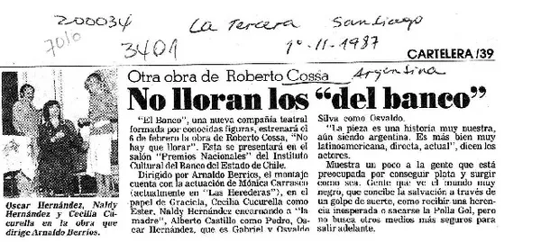 No lloran los "del banco"  [artículo].