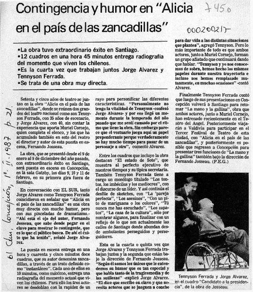 Contingencia y humor en "Alicia en el país de las zancadillas"  [artículo] P. E. G.