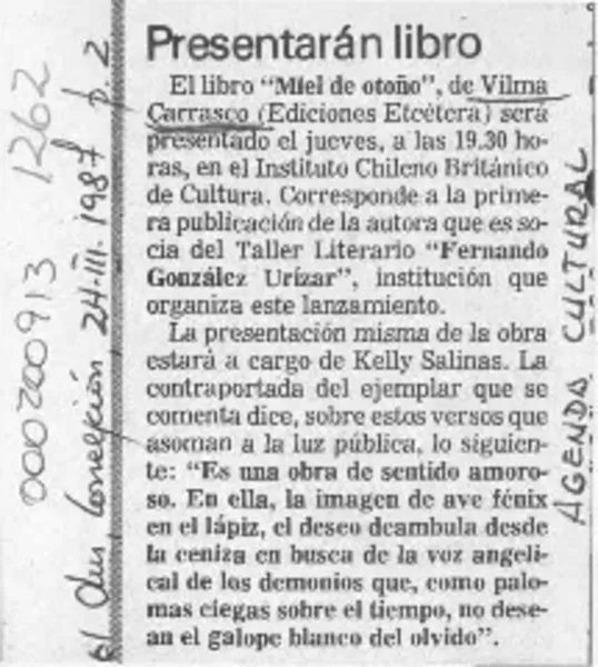 Presentarán libro  [artículo].