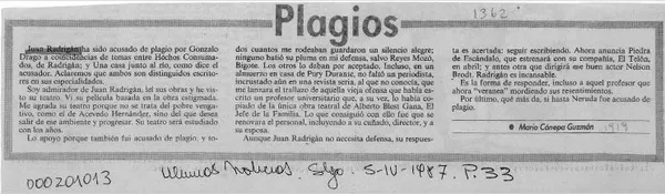 Plagios  [artículo] Mario Cánepa Guzmán.