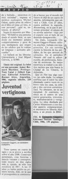 Juventud vertiginosa  [artículo].