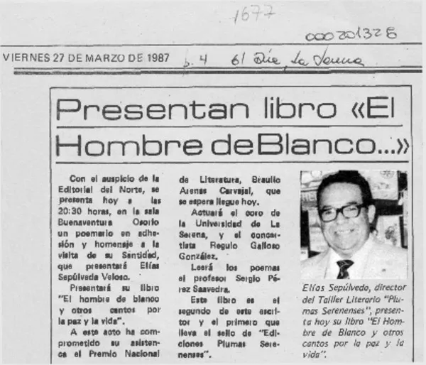 Presentan libro "El hombre de blanco"  [artículo].