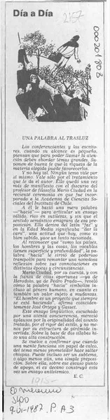 Una palabra al trasluz  [artículo] E. C.