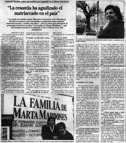 "La cesantía ha agudizado el matriarcado en el país"  [artículo] Miriam Olate.
