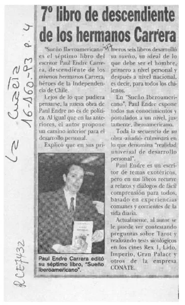 7o. libro de descendiente de los hermanos Carrera.  [artículo]