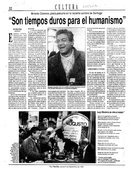 "Son tiempos duros para el humanismo"  [artículo] Ana María Risco.
