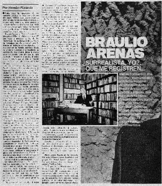 Braulio Arenas surrealista, yo? que me registren --  [artículo] Hernán Miranda.