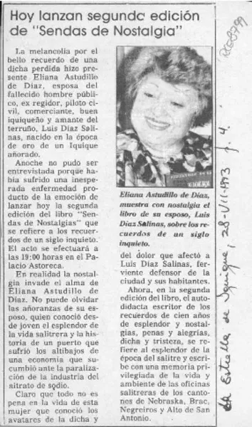 Hoy lanzan segunda edición de "Sendas de nostalgia"  [artículo].