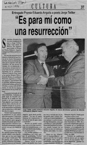 "Es para mí como una resurrección"  [artículo].