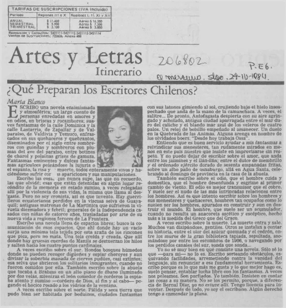 Qué preparan los ecritores chilenos?  [artículo].