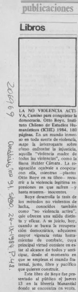 "La No violencia activa, camino para conquistar la democracia"  [artículo].