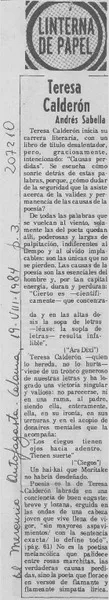 Teresa Calderón  [artículo] Andrés Sabella.