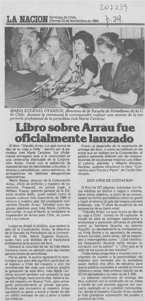 Libro sobre Arrau fue oficialmente lanzado  [artículo].