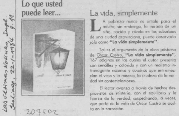 "La Vida, simplemente"  [artículo].