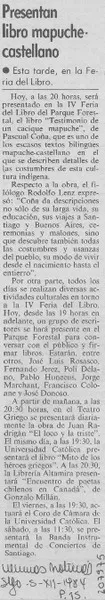 Presentan libro mapuche-castellano  [artículo].