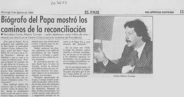 Biógrafo del Papa mostró los caminos de la reconciliación  [artículo].
