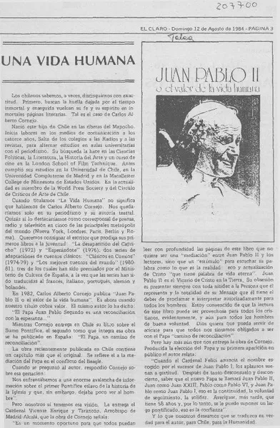 Una Vida humana  [artículo].