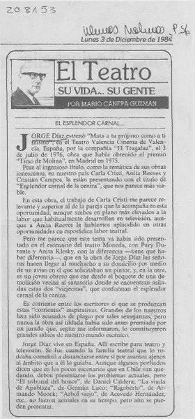 El esplendor carnal --  [artículo] Mario Cánepa Guzmán.