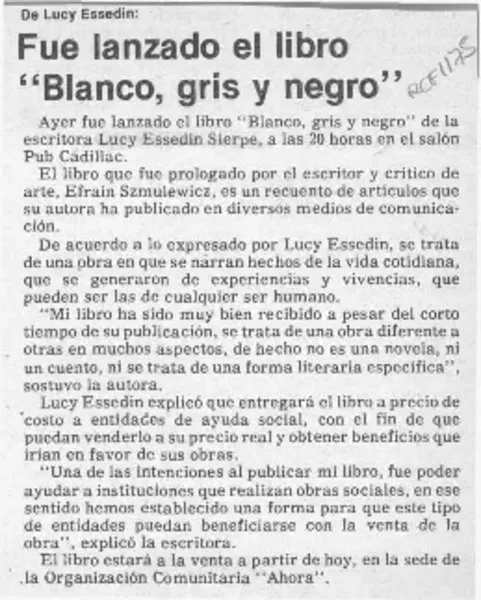 Fue lanzado el libro "Blanco, gris y negro"  [artículo].