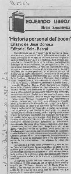 Historia personal del "Boom"  [artículo] Efraín Szmulewicz.