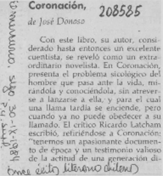 Once éxitos literarios chilenos  [artículo].