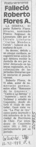 Falleció Roberto Flores A.  [artículo].