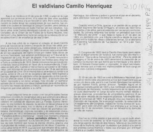 El Valdiviano Camilo Henríquez  [artículo].