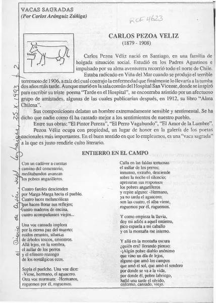 Carlos Pezoa Véliz  [artículo] Carlos Aránguiz Zúñiga.
