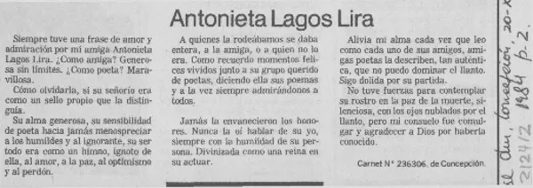 Antonieta Lagos Lira  [artículo].