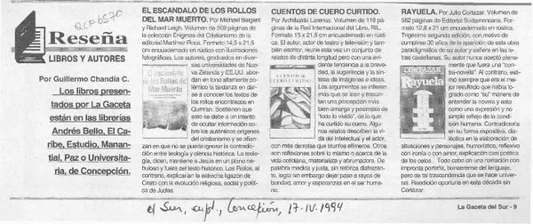 Reseña  [artículo] Guillermo Chandía C.