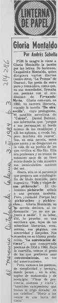 Gloria Montaldo  [artículo] Andrés Sabella.