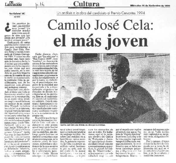 Camilo José Cela, el más joven  [artículo] Pere Gimferrer.