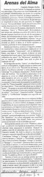 Arenas del alma  [artículo] Benigno Avalos.