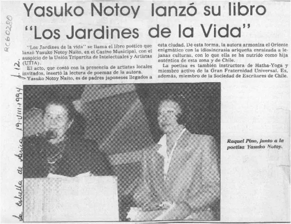 Yasuko Notoy lanzó su libro "Los jardines de la vida"  [artículo].