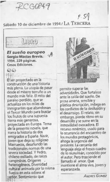 El sueño europeo  [artículo] Andrés Gómez.